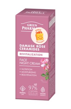 Ночной крем для лица Green Pharmacy Face Night Cream Дамасская роза и керамиды, 50 мл