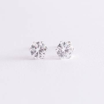 Серебряные серьги-гвоздики с фианитами 6мм 12737 Серебряные серьги-гвоздики с фианитами 6мм 12737