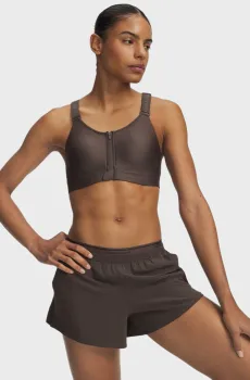 Женский коричневый топ UA Infinity High Zip 2.0 Коричневый M (D-DD) Under Armour 1384118-200