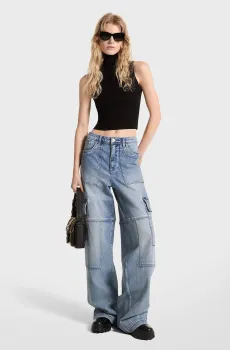 Женские голубые джинсы MID-RISE WIDE CARGO Голубой 38 Michael Kors MT4905HEB1