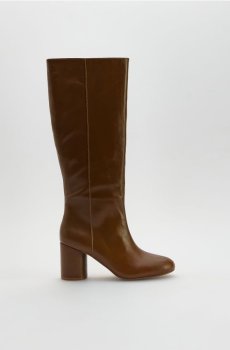 Reserved - Високі шкіряні чоботи на підборах - золотисто-коричневий - 738FE-82X
