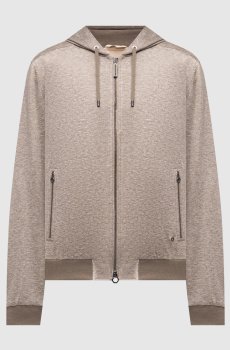 Бежевая куртка из шелка и льна