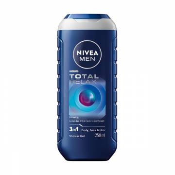 Мужской гель для душа 3 в 1 для тела, лица и волос NIVEA Men Total Relax Shower Gel, 250 мл Мужской гель для душа 3 в 1 для тела, лица и волос NIVEA Men Total Relax Shower Gel, 250 мл
