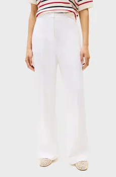 Женские белые льняные брюки TAILORED STRAIGHT Белый S Tommy Hilfiger WW0WW46823