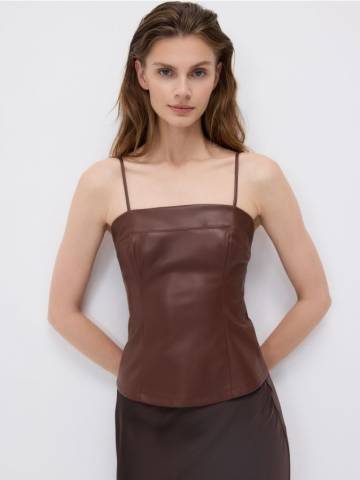 Reserved - Топ зі штучної шкіри - коричневий - 498GA-88X Reserved - Топ зі штучної шкіри - коричневий - 498GA-88X