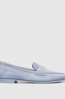 Голубые замшевые лоферы