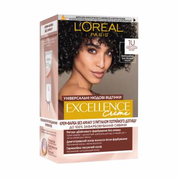 Стойкая безаммиачная крем-краска для волос LOreal Paris Excellence Creme Universal Nudes 1U Универсальный черный, 192 мл Стойкая безаммиачная крем-краска для волос LOreal Paris Excellence Creme Universal Nudes 1U Универсальный черный, 192 мл