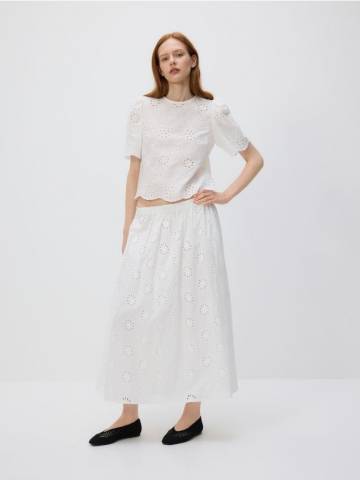 Reserved - Ажурна блузка з об’ємними рукавами - білий - XP241-00X Reserved - Ажурна блузка з об’ємними рукавами - білий - XP241-00X