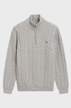 Мужская серая кофта COTTON CABLE HALF ZIP Серый L Gant 8050603