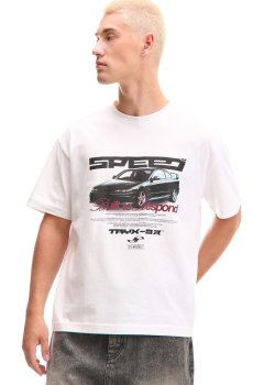 Cropp - Біла футболка з принтом - білий