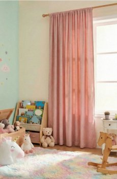 Оксамитова штора з мотивом єдинорога - пастельний рожевий