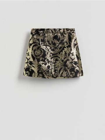 Reserved - Жакардова мініспідниця - золотий - 236FS-GLD