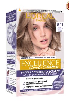 Крем-краска для волос LOreal Paris Excellence Creme с тройным уходом, 8.11 Ультра пепельный светло-русый, 192 мл