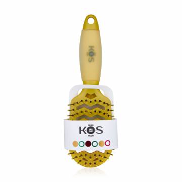 Массажная щетка K.O.S с силиконовой ручкой, продуваемая, желтая, 1 шт Массажная щетка K.O.S с силиконовой ручкой, продуваемая, желтая, 1 шт