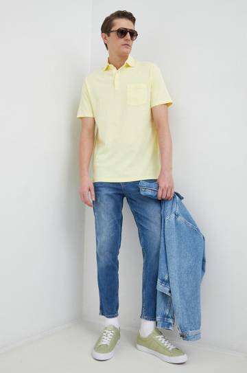 Поло с примесью льна Polo Ralph Lauren цвет жёлтый однотонный Поло с примесью льна Polo Ralph Lauren цвет жёлтый однотонный