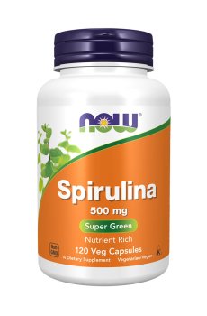 Натуральная спирулина NOW foods Natural Spirulina 500 мг, 120 капсул