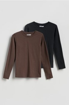 Reserved - Бавовняна кофта з довгим рукавом, набір з 2 - чорний - 045HQ-99X