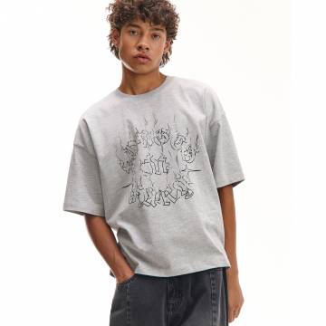 Cropp - Футболка з принтом - light grey