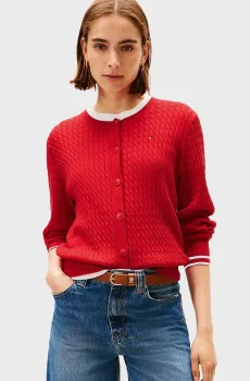 Женский красный кардиган CABLE FINE Красный S Tommy Hilfiger WW0WW43329