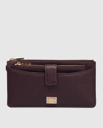 Фиолетовый кожаный кошелек с логотипом