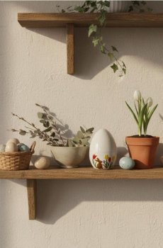 Великодня декорація у формі яйця із зображенням зайця та квітів - різнобарвний