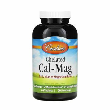 Кальций-магний хелатный Carlson Labs Chelated Cal-Mag, 60 таблеток Кальций-магний хелатный Carlson Labs Chelated Cal-Mag, 60 таблеток
