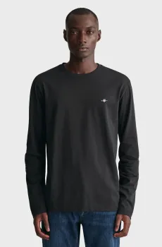 Мужской черный лонгслив REG SHIELD Черный L Gant 2004049