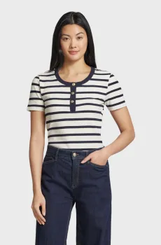 Женская белая футболка в полоску SLIM STRIPED PIQUE Белый XS Gant 4200552
