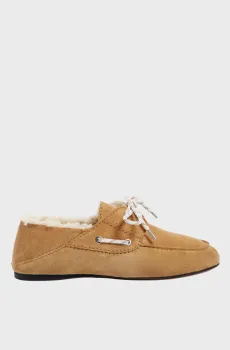 Женские бежевые замшевые топсайдеры Бежевый 36 Sandro SFACH01481_Camel