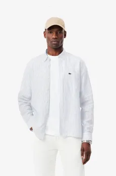 Мужская голубая льняная рубашка Голубой 39 Lacoste CH6985E7B