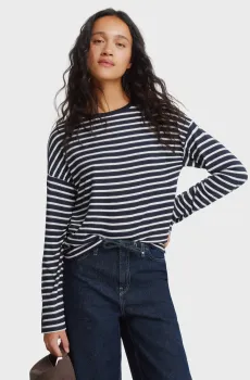 Женский темно-синий лонгслив в полоску Синий S SPRINGFIELD 6766048