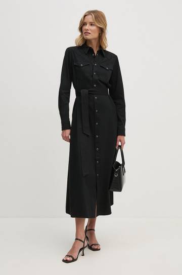 Хлопковое платье Polo Ralph Lauren цвет чёрный maxi расклешённая Хлопковое платье Polo Ralph Lauren цвет чёрный maxi расклешённая