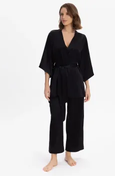 Женский черный шелковый пеньюар Черный 40 MARC&ANDRE W25-03SS101-S