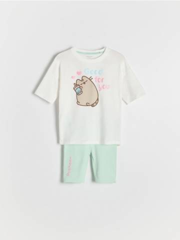 Reserved - Піжамний комплект Pusheen - блідо-зелений - 592EB-07X Reserved - Піжамний комплект Pusheen - блідо-зелений - 592EB-07X