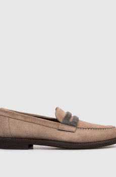 Коричневые замшевые лоферы с цепочкой мониль