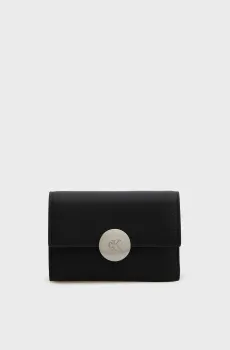 Женский черный кожаный кошелек ROUND HW PEBBLE TRIFOLD Черный ONESIZE Calvin Klein LV04F1225G