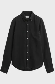 Мужская черная льняная рубашка REG GMNT DYED LINEN SHIRT Черный S Gant 3240120