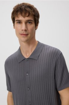 Reserved - Джемпер на ґудзиках - темно-сірий - 705HT-90X