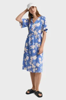 Женское синее платье с узором REL FLORAL PRINT SS DRESS Синий 36 Gant 4503407
