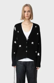 Женский черный кашемировый кардиган с узором Mirka Черный S ZADIG&VOLTAIRE KWCA00001_NOIRFW25