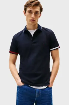 Мужское темно-синее поло FLAG CUFF SLIM FIT Синий S Tommy Hilfiger MW0MW38458