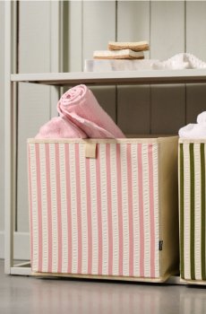 Коробка для зберігання в смужку - рожевий