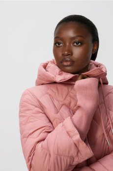 Reserved - Довга куртка з каптуром - пильно-рожевий - 536IA-39X