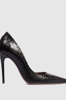 Черные кожаные туфли VERA с тиснением под кожу рептилии