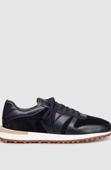 Синие кожаные кроссовки