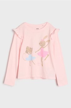 Бавовняна футболка з принтом - рожевий