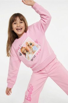 Світшот з принтом і круглим вирізом Barbie - пастельний рожевий