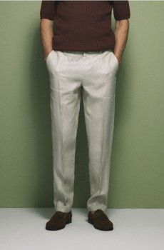 Reserved - Лляні костюмні штани - бежевий - 006IS-08X