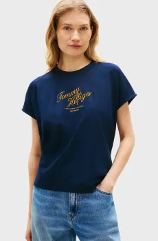 Женская темно-синяя футболка SEASONAL Синий XS Tommy Hilfiger WW0WW50787