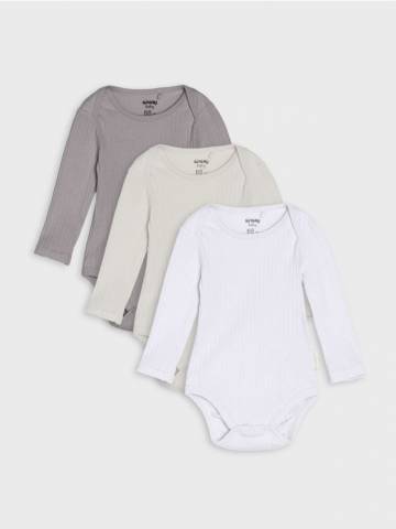 Боді з трикотажу в рубчик 3 pack - білий Боді з трикотажу в рубчик 3 pack - білий